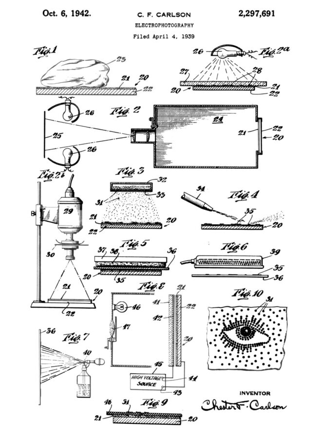 Il documento per la richiesta di brevetto dell'Elettrografia - 4 aprile 1939