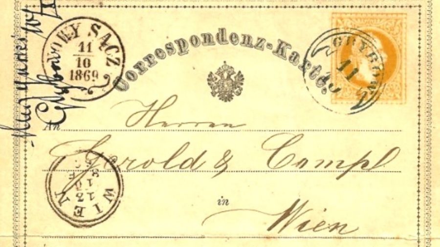 il 1° ottobre 1869 è l'anno in cui fu emessa per la prima volta dalla Posta austro-ungarica la famosa Correspondenz-Karte, non illustrata.