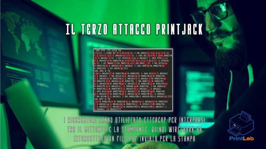 Il terzo attacco Printjack - File PDF sniffato - I ricercatori hanno utilizzato Ettercap per interporsi tra il mittente e la stampante, quindi Wireshark ha intercettato un file PDF inviato per la stampa
Fonte: ARXIV