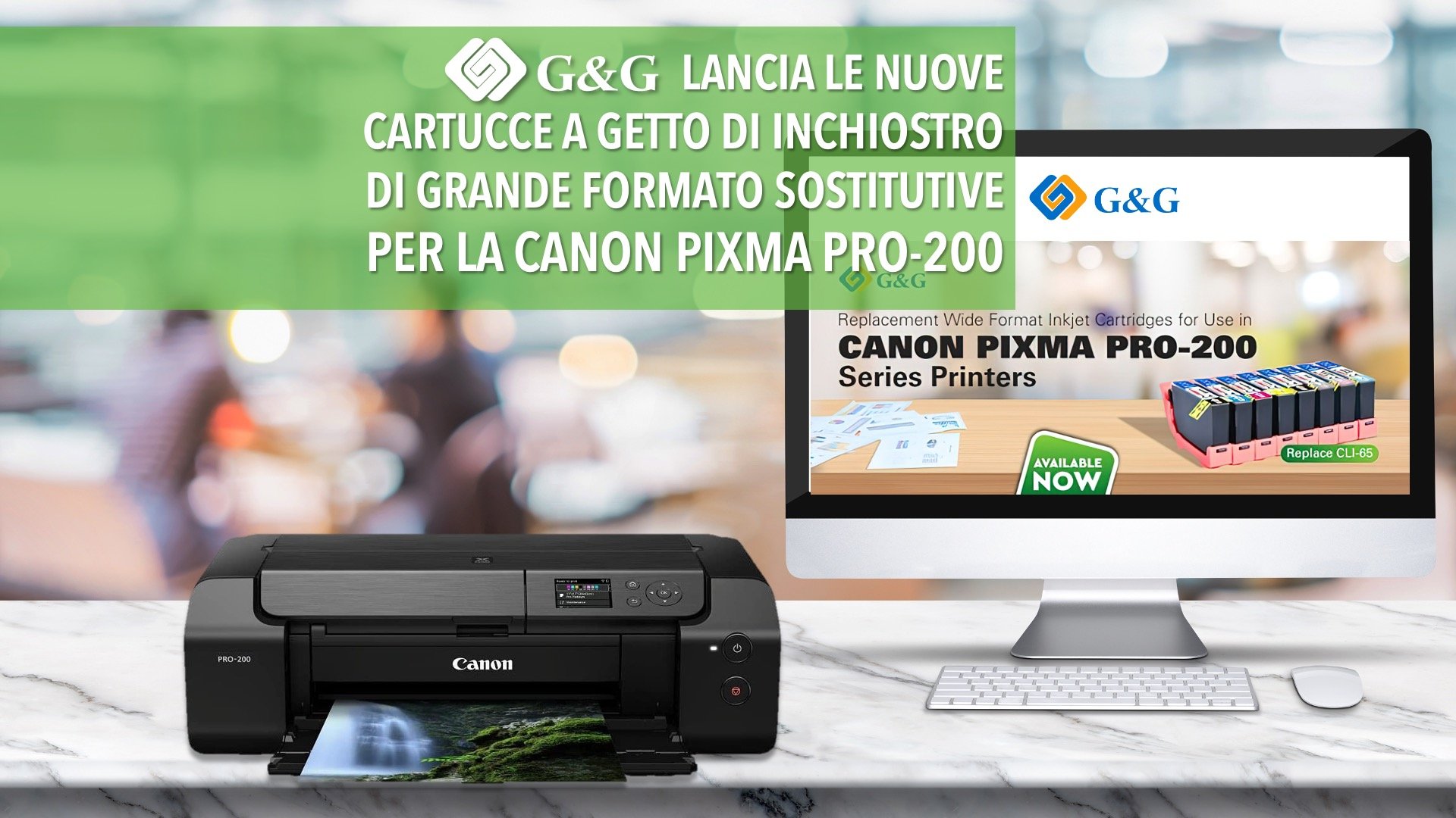 G&G LANCIA CARTUCCE INKJET WIDE FORMAT PER CANON PIXMA PRO-200 