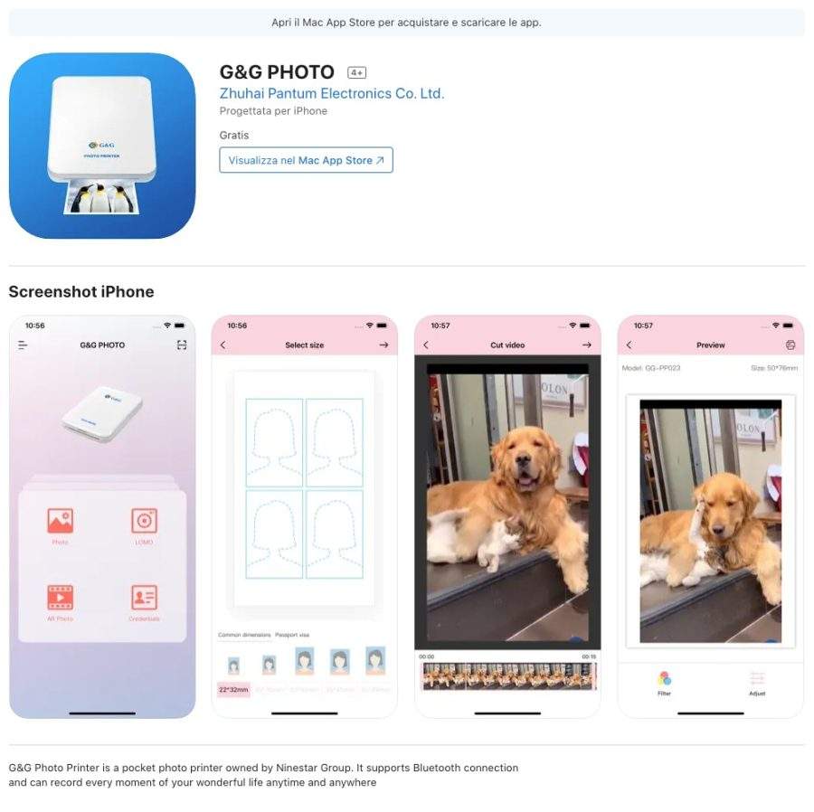 G&G Photo l'App disponibile per gestire le immagini e inviarle alla G&G Photo Printer