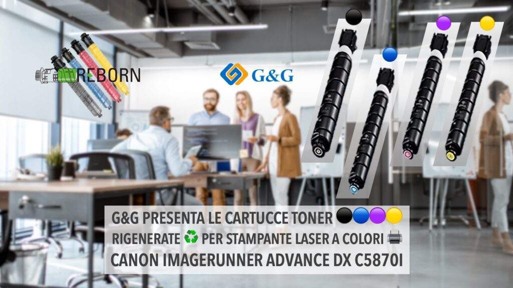 G&G presenta le nuove cartucce toner ⚫🔵🟣🟡 Reman ♻️ per la stampante 🖨️ laser a colori Canon Imagerunner Advance DX C5870i.