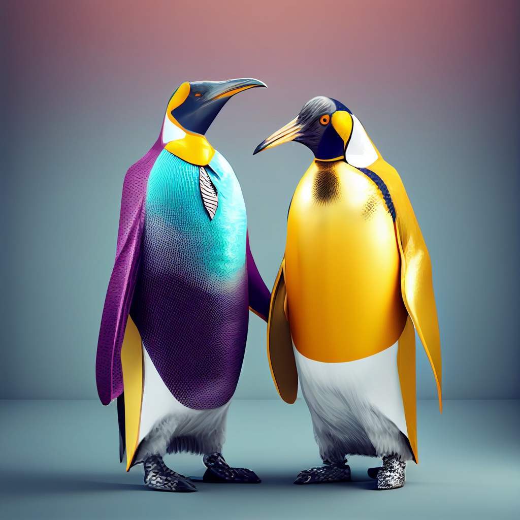 1. Mr. e Mrs. Emperor Penguin, colorati in abiti moderni @sergio62hitech