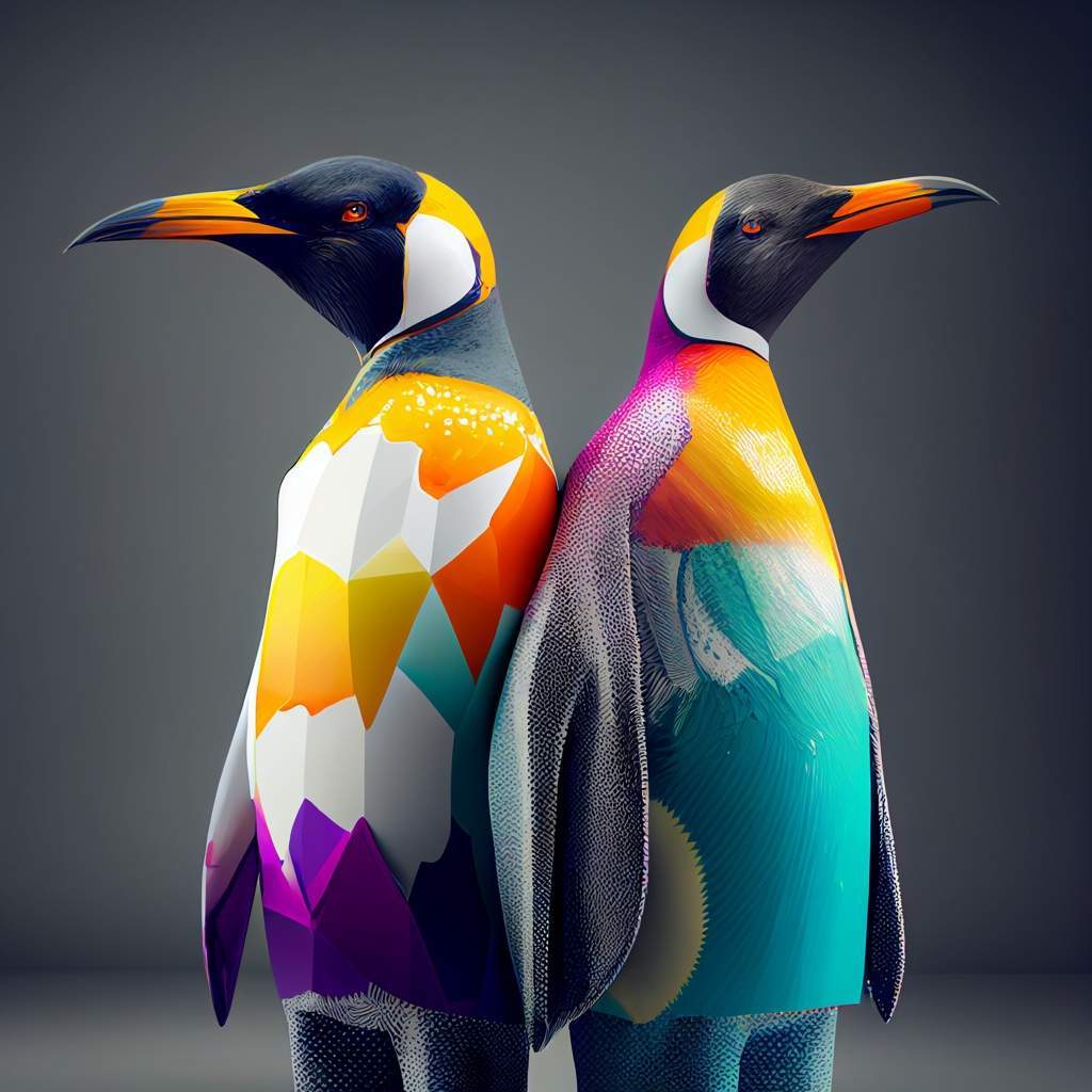 2. Mr. e Mrs. Emperor Penguin, colorati in abiti moderni @sergio62hitech