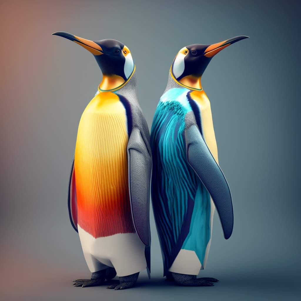 3. Mr. e Mrs. Emperor Penguin, colorati in abiti moderni @sergio62hitech
