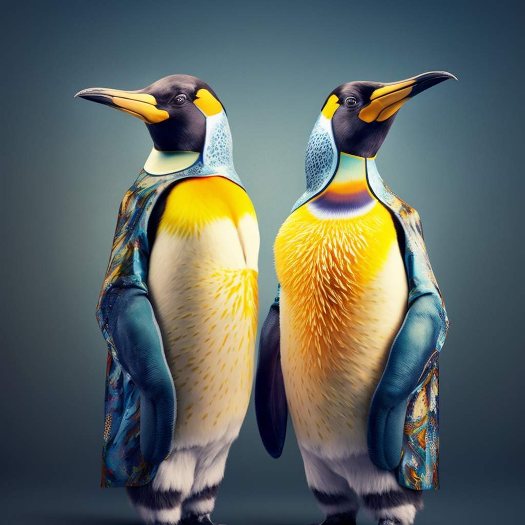 7. Mr. e Mrs. Emperor Penguin, colorati in abiti moderni @sergio62hitech