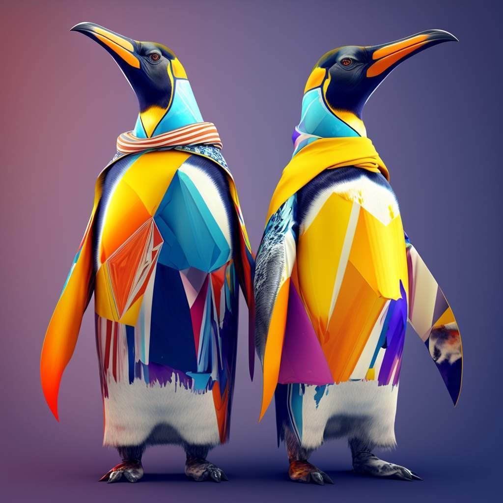 9. Mr. e Mrs. Emperor Penguin, colorati in abiti moderni @sergio62hitech