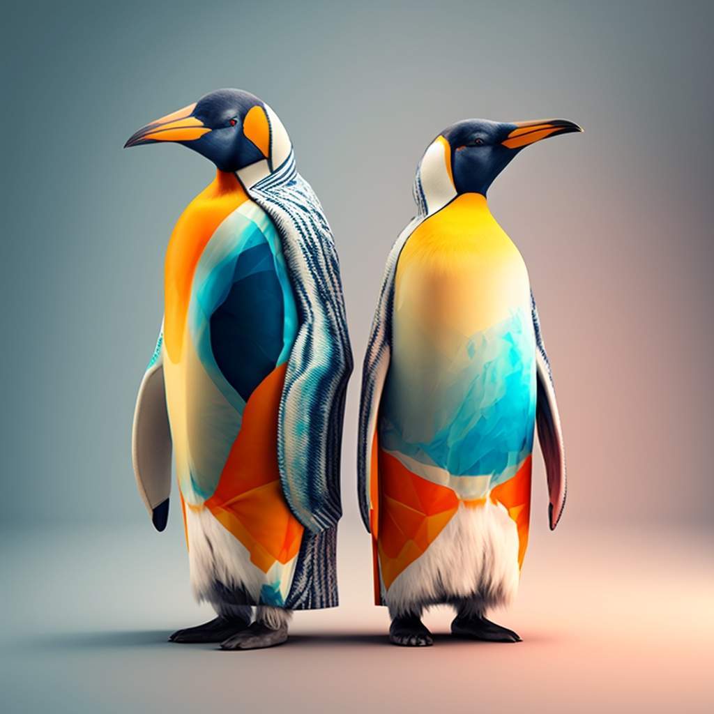 10. Mr. e Mrs. Emperor Penguin, colorati in abiti moderni @sergio62hitech