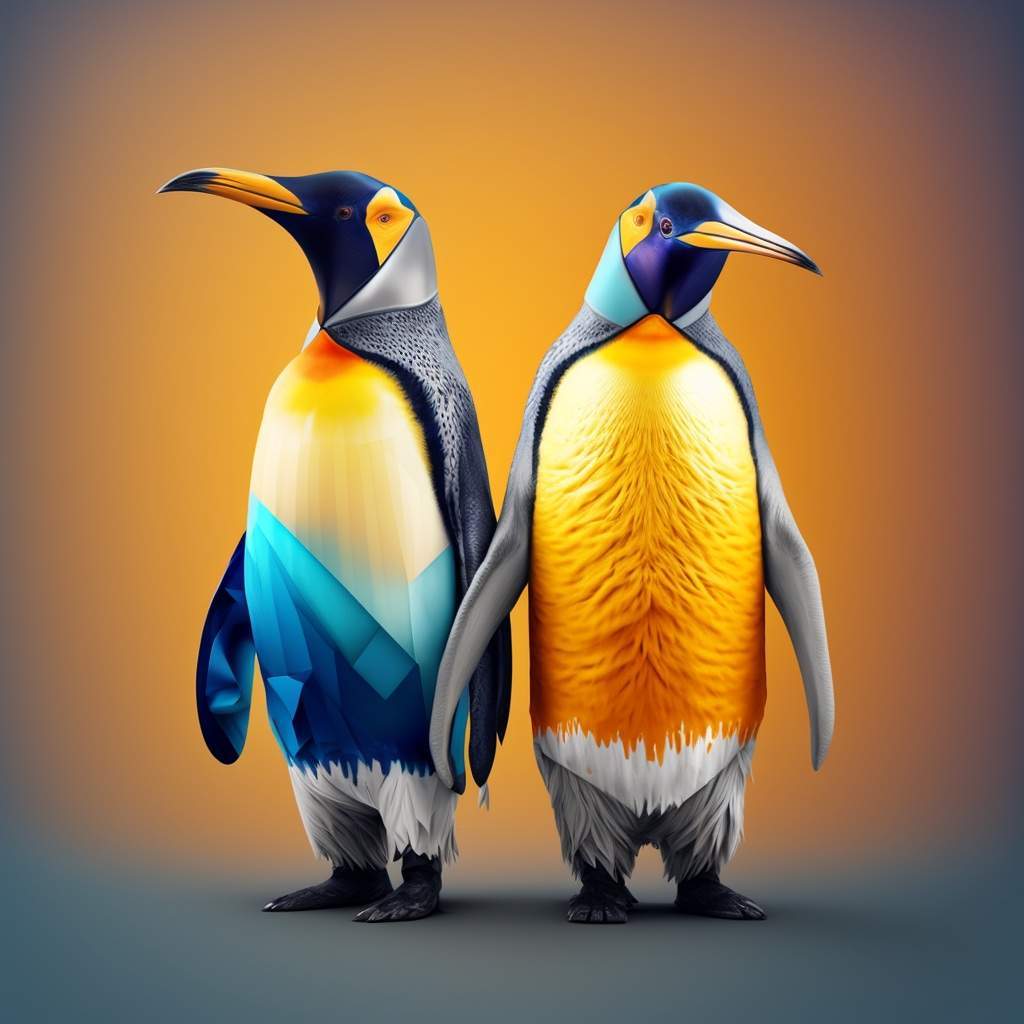 11. Mr. e Mrs. Emperor Penguin, colorati in abiti moderni @sergio62hitech
