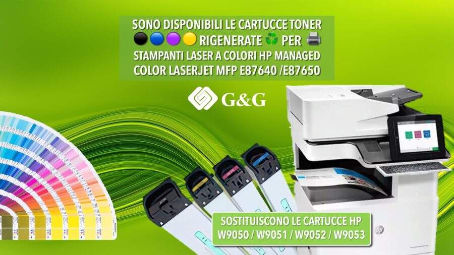 Sono disponibili le cartucce toner ⚫🔵🟣🟡 rigenerate♻️ G&G 🐧🐧 disponibili per stampanti HP Managed Color LaserJet MFP E87640.