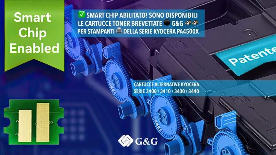 ✅ Smart Chip abilitato! Sono disponibili cartucce toner ⚫ brevettate ®️ G&G 🐧🐧 per stampanti 🖨️ della serie Kyocera PA4500x.