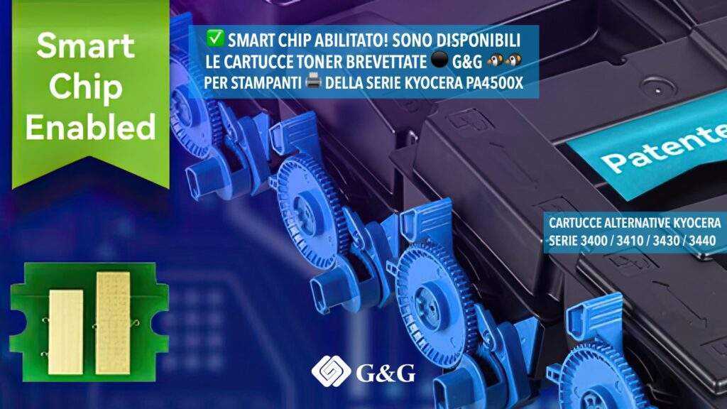 ✅ Smart Chip abilitato! Sono disponibili cartucce toner ⚫ brevettate ®️ G&G 🐧🐧 per stampanti 🖨️ Kyocera PA4500x.