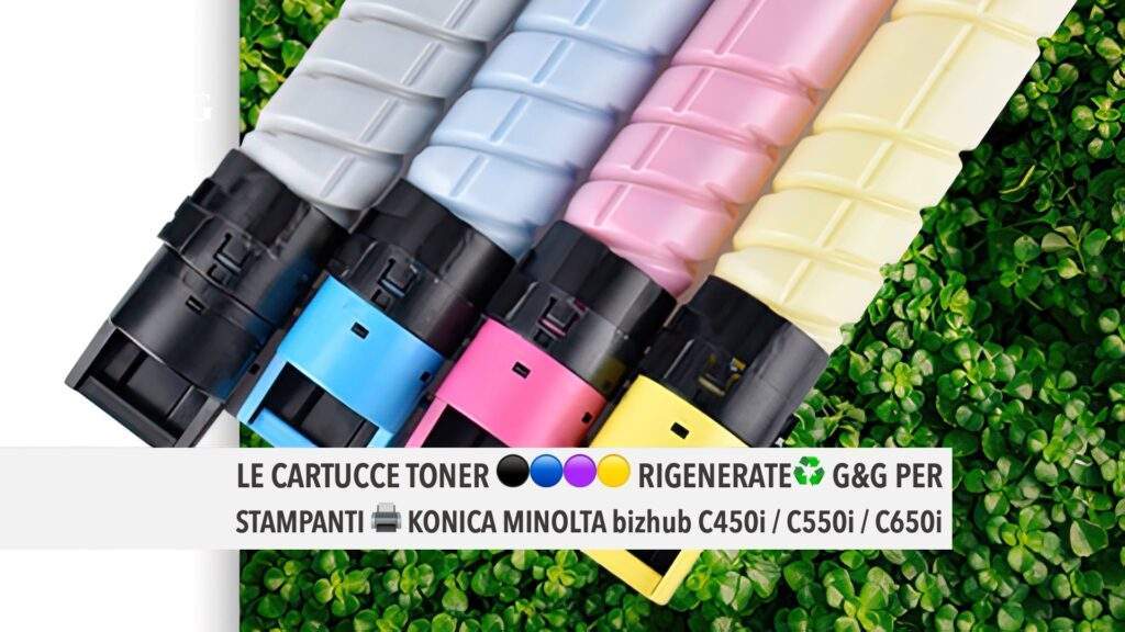 Le cartucce toner ⚫🔵🟣🟡 rigenerate ♻️ G&G 🐧🐧 sono disponibili per le stampanti 🖨️ Konica Minolta bizhub C450i.