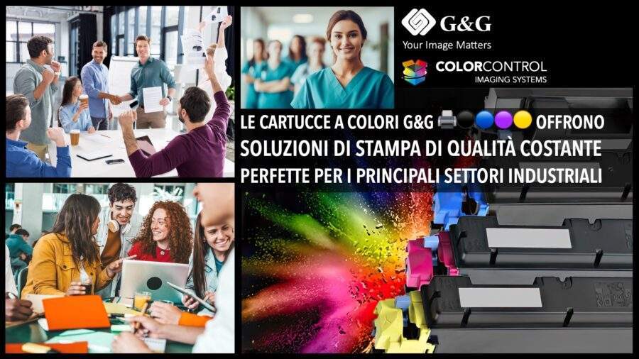Le cartucce a colori G&G 🖨️⚫🔵🟣🟡 offrono soluzioni di stampa di qualità costante perfette per i principali settori industriali 