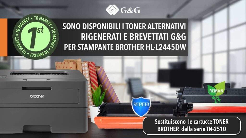 Sono disponibili le cartucce toner alternative e rigenerate e brevettate G&G per stampante laser A4 monocromatica BROTHER HL-L2445DW