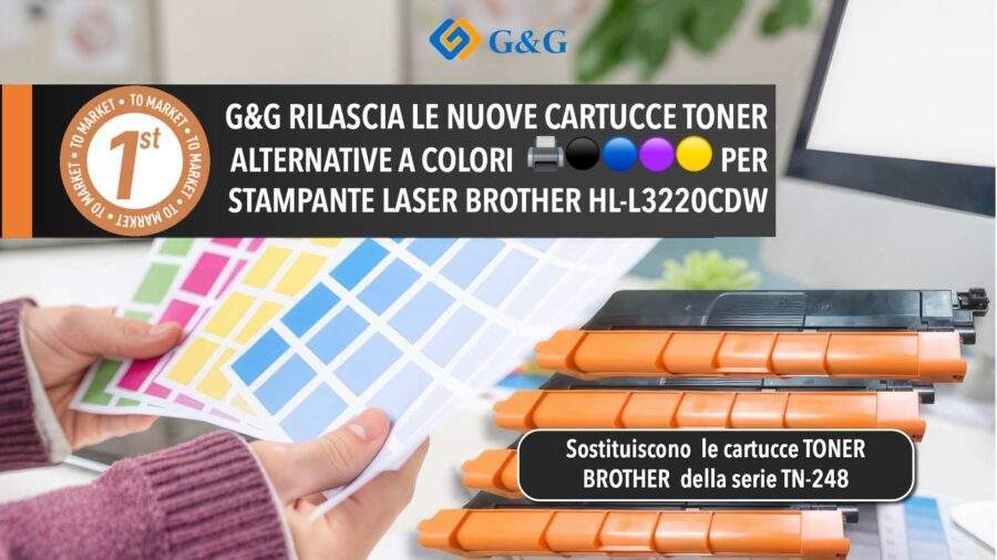 G&G rilascia le nuove cartucce toner alternative 🖨️⚫️🔵🟣🟡 per stampante laser a colori Brother HL-L3220CDW.