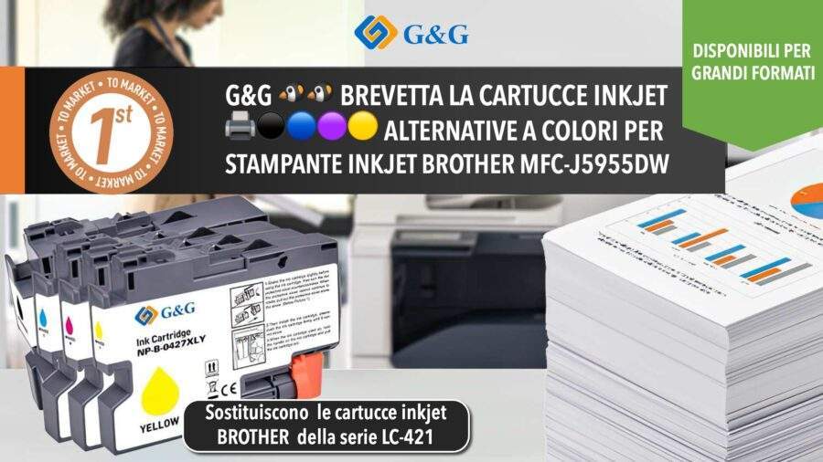 G&G 🐧🐧 brevetta la propria eccezionale soluzione con le cartucce inkjet 🖨️⚫️🔵🟣🟡 per stampante Brother MFC-J5955DW